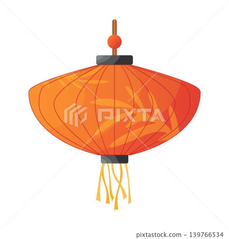 Chinese lantern in flat design. Traditional red paper lamp with ornament. Vector illustration isolated. 139766534