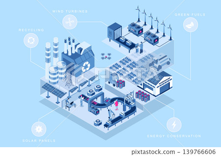 Green Manufacturing Isometric Concept Green Manufacturing Isometric Concept 139766606