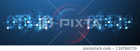 Technological vector background with colored spheres. 139766729