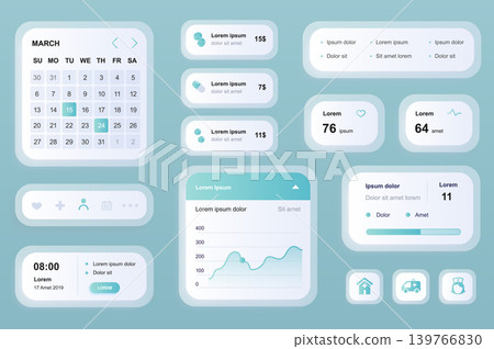 GUI elements for medicine mobile app. Online medical services in clinic, pharmacy store user interface generator. Unique ui ux design kit vector illustration. Calendar, navigation and chart components GUI elements for medicine mobile app. Online medical services in clinic, pharmacy store user interface generator. Unique ui ux design kit vector illustration. Calendar, navigation and chart components 139766830