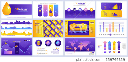 Oil industry presentation slides templates from infographic elements and vector illustration. Can be used for presentation oil industry company, brochure, marketing, annual report, banner, booklet. Oil industry presentation slides templates from infographic elements and vector illustration. Can be used for presentation oil industry company, brochure, marketing, annual report, banner, booklet. 139766839