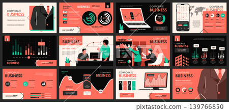 Business meeting presentation slides templates from infographic elements and vector illustration. Can be used for presentation teamwork, brochure, marketing, annual report, banner, booklet. Business meeting presentation slides templates from infographic elements and vector illustration. Can be used for presentation teamwork, brochure, marketing, annual report, banner, booklet. 139766850