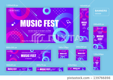 Collection web banners different sizes for mobile and social networks, poster, shopping ads, marketing material. Bundle banners for product promotion, music fest, dj party, musical holiday. Collection web banners different sizes for mobile and social networks, poster, shopping ads, marketing material. Bundle banners for product promotion, music fest, dj party, musical holiday. 139766898