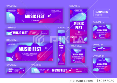 Collection web banners different sizes for mobile and social networks, poster, shopping ads, marketing material. Bundle banners for product promotion, music fest, dj party, musical holiday. Collection web banners different sizes for mobile and social networks, poster, shopping ads, marketing material. Bundle banners for product promotion, music fest, dj party, musical holiday. 139767029