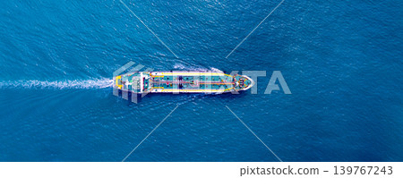 Aerial view oil and gas tanker ship freight shipping oil and gas, Global business freight shipping import export logistic transportation oil and gas product tanker ship, Sea freight oil product Aerial view oil and gas tanker ship freight shipping oil and gas, Global business freight shipping import export logistic transportation oil and gas product tanker ship, Sea freight oil product 139767243