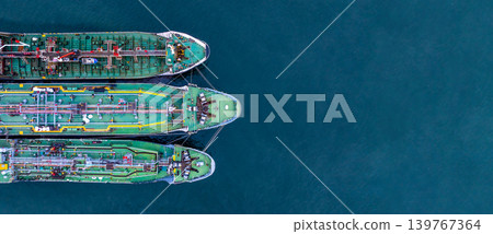 Aerial view oil and gas tanker ship freight shipping oil and gas, Global business freight shipping import export logistic transportation oil and gas product tanker ship, Sea freight oil product tanker 139767364