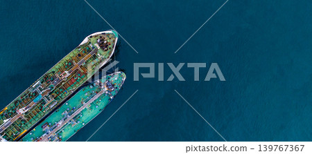 Aerial view oil and gas tanker ship freight shipping oil and gas, Global business freight shipping import export logistic transportation oil and gas product tanker ship, Sea freight oil product tanker Aerial view oil and gas tanker ship freight shipping oil and gas, Global business freight shipping import export logistic transportation oil and gas product tanker ship, Sea freight oil product tanker 139767367
