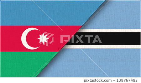 Double Flag of Azerbaijan and Botswana on Fabric Texture 139767482