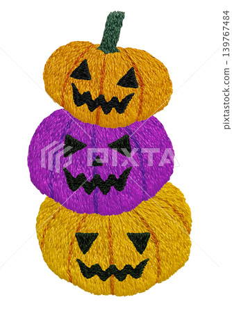 [Halloween Ghost Pumpkin Tower] Hand Embroidery Illustration Material 139767484