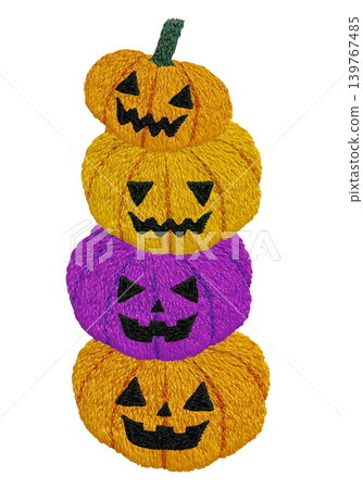 [Halloween Ghost Pumpkin Tower] Hand Embroidery Illustration Material 139767485