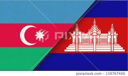 Description:Double Flag of Azerbaijan and Cambodia on Fabric Texture Description:Double Flag of Azerbaijan and Cambodia on Fabric Texture 139767489