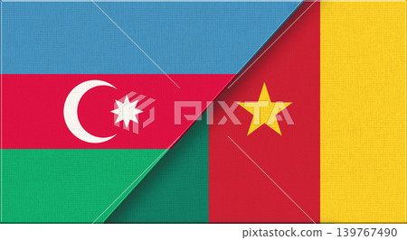 Double Flag of Azerbaijan and Cameroon on Fabric Texture. 3D illustration Double Flag of Azerbaijan and Cameroon on Fabric Texture. 3D illustration 139767490