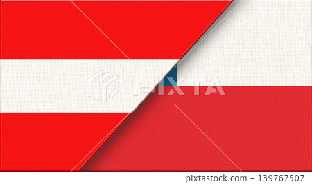 Double Flag of Austria and Chile. Austrian and Chilean National flags Double Flag of Austria and Chile. Austrian and Chilean National flags 139767507