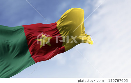 Cameroon national flag waving in the wind Cameroon national flag waving in the wind 139767603