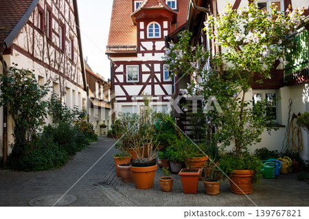 Half-timbered Houses Street in Fuerth Germany Old Town Half-timbered Houses Street in Fuerth Germany Old Town 139767821