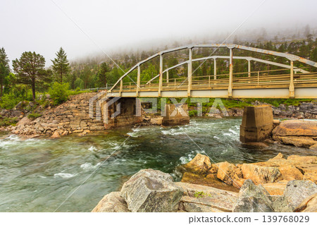 Bridge over mountain river in Norway Bridge over mountain river in Norway 139768029