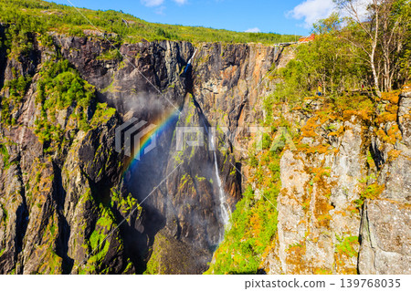 Voringsfossen waterfall with rainbow, Norway Voringsfossen waterfall with rainbow, Norway 139768035