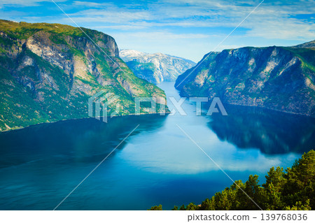 Fjord landscape Aurlandsfjord in Norway Fjord landscape Aurlandsfjord in Norway 139768036