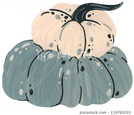 Black and white pumpkin hand drawn illustration, autumn squash gourd with leaves botanical, spooky Halloween harvest decor. Black and white pumpkin hand drawn illustration, autumn squash gourd with leaves botanical, spooky Halloween harvest decor. 139768203
