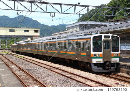 A Shin'etsu Main Line 211 series train stopped at Yokokawa Station (Annaka City, Gunma Prefecture) A Shin'etsu Main Line 211 series train stopped at Yokokawa Station (Annaka City, Gunma Prefecture) 139768290