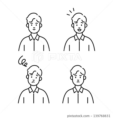 Male facial expression illustration set Male facial expression illustration set 139768631