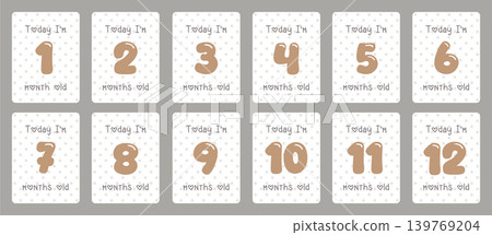 baby months paper tag set with numbers vector illustration 139769204