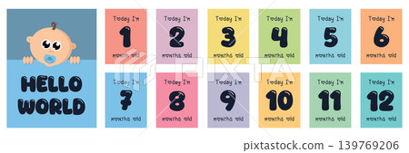 baby months paper tag set with numbers vector illustration baby months paper tag set with numbers vector illustration 139769206