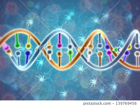DNA spiral molecule on science background 139769456