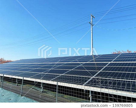 Solar panels and blue sky on a sunny day Solar panels and blue sky on a sunny day 139769805