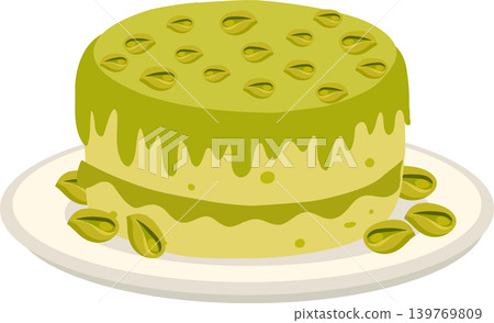 green pistachio cake with nuts on a plate green pistachio cake with nuts on a plate 139769809