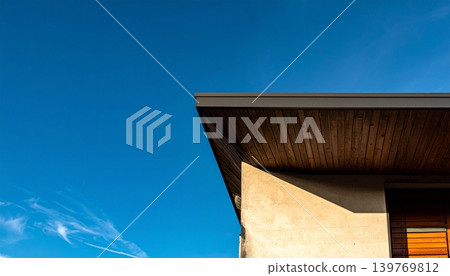 Minimalist architectural photography of a modern house corner view 139769812