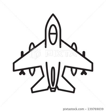 Military fighter jet airplane top view outline icon vector illustration 139769839