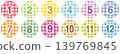 一組色彩鮮豔的月份數字圖標，採用方格圖案設計。 139769845