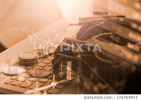 Modern way of exchange. Bitcoin is convenient payment in global economy market. Virtual digital currency and financial investment trade concept. Abstract cryptocurrency with gold bitcoin background. 139769953