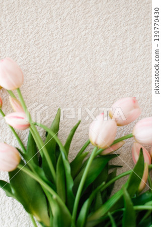 Spring Flowers On Light Neutral Textile Backdrop Spring Flowers On Light Neutral Textile Backdrop 139770430