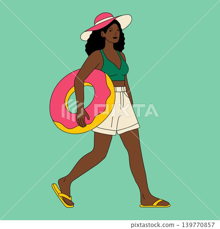 Cute Vacation Woman in Sun Hat Clipart Cute Vacation Woman in Sun Hat Clipart 139770857