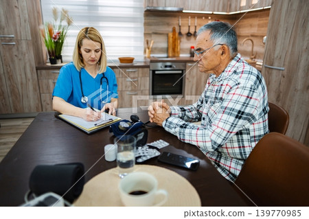 Health consultation in a cozy kitchen setting Health consultation in a cozy kitchen setting 139770985