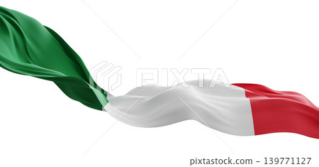 Italian flag flowing isolated on white background with luxury fabric texture and copy space 3D render Italian flag flowing isolated on white background with luxury fabric texture and copy space 3D render 139771127
