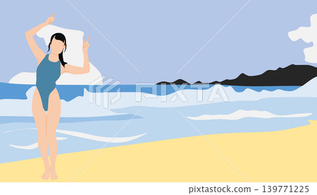 Illustration of a woman on a beach Illustration of a woman on a beach 139771225