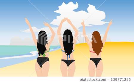 海灘上的女人插圖 海灘上的女人插圖 139771235