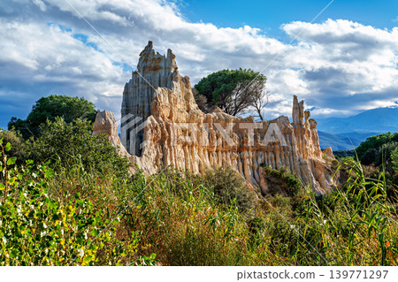The Organs of Ille sur Tet, or fairy chimneys, in the Pyrenees Orientales, in Catalonia, in Occitanie, France The Organs of Ille sur Tet, or fairy chimneys, in the Pyrenees Orientales, in Catalonia, in Occitanie, France 139771297
