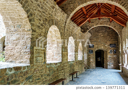 Abbey of Saint Martin du Canigou. Pyrenees-Orientales department in France, founded by monks of the Benedictine order 139771311