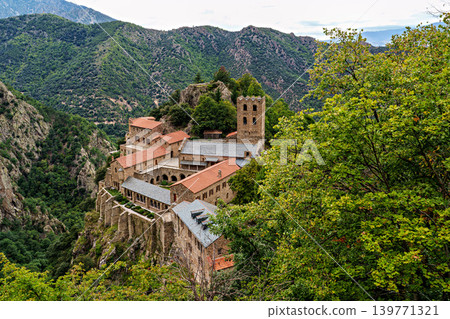 Abbey of Saint Martin du Canigou. Pyrenees-Orientales department in France, founded by monks of the Benedictine order Abbey of Saint Martin du Canigou. Pyrenees-Orientales department in France, founded by monks of the Benedictine order 139771321