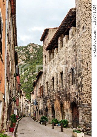 Street scene in the historic, scenic Villefranche de Conflent, France in the Catalonia Region. Street scene in the historic, scenic Villefranche de Conflent, France in the Catalonia Region. 139771324