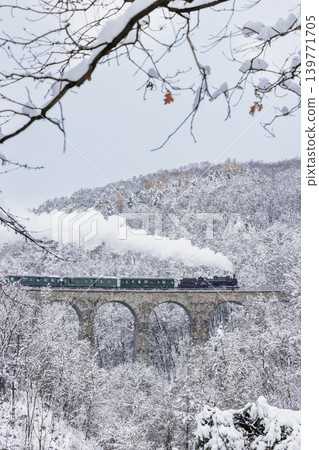 Steam locomotive on Zampach bridge near Jilove u Prahy, Central Bohemia, Czech Republic Steam locomotive on Zampach bridge near Jilove u Prahy, Central Bohemia, Czech Republic 139771705