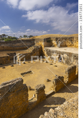 Roman Necropolis of Carmona showing ancient tombs and burial chambers in Andalusia, Spain 139771851