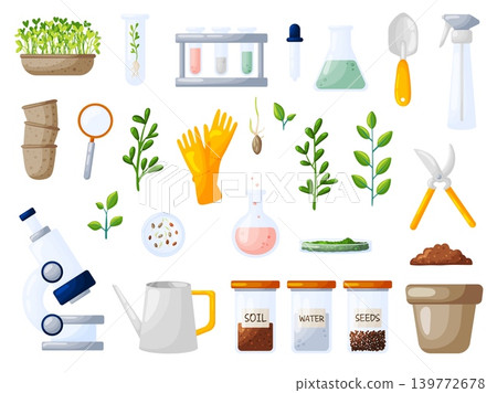 Microgreens Science and Gardening Tools Clipart Set Microgreens Science and Gardening Tools Clipart Set 139772678
