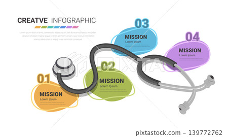 Professional Stethoscope Medical Timeline 4 Option Milestone Tracker Illustration 139772762