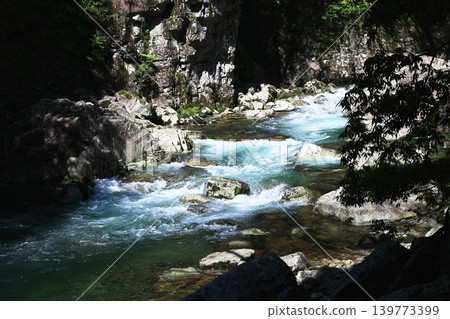 Clear stream flowing through the valley Clear stream flowing through the valley 139773399