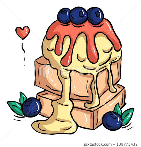 Cozy Sweet food illustration Hand draw, waffle syrup drip doodle line Cozy Sweet food illustration Hand draw, waffle syrup drip doodle line 139773432